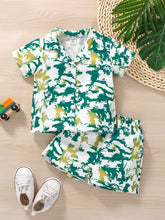 Beautiful Green-Yellow Printed Unisex Top & Bottom Set .